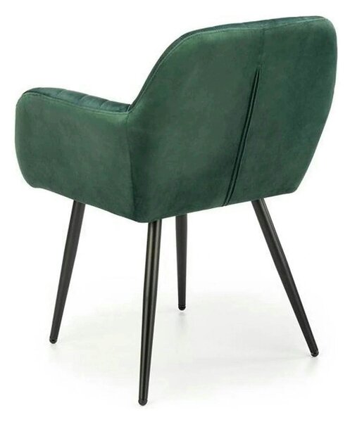 Scaun K429, verde/negru, stofa catifelata/metal, 58x53x80 cm