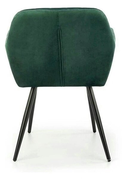Scaun K429, verde/negru, stofa catifelata/metal, 58x53x80 cm