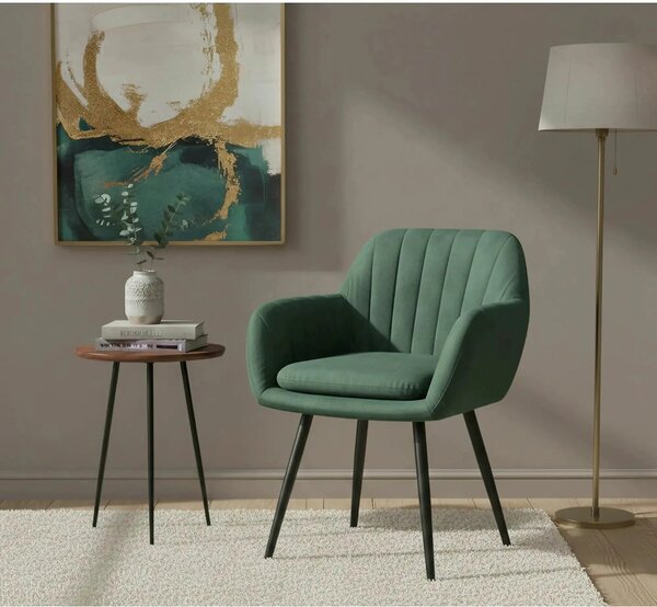 Scaun K429, verde/negru, stofa catifelata/metal, 58x53x80 cm