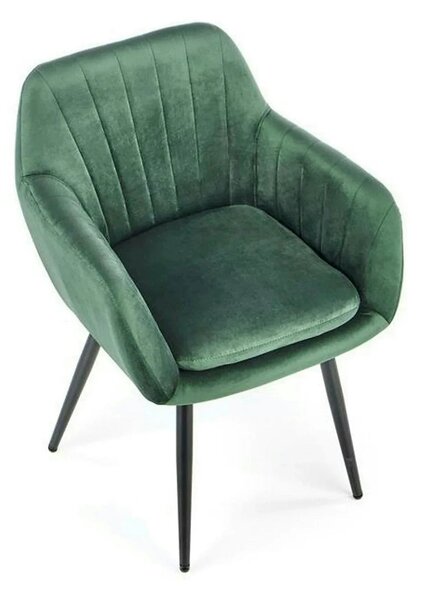 Scaun K429, verde/negru, stofa catifelata/metal, 58x53x80 cm