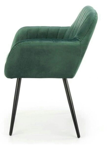 Scaun K429, verde/negru, stofa catifelata/metal, 58x53x80 cm