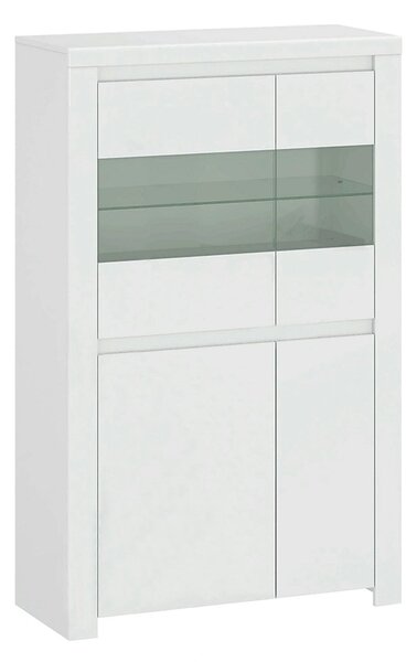 Vitrina LINGO, alb, PAL laminat, sticla, cu iluminare LED, 98x42x157 c