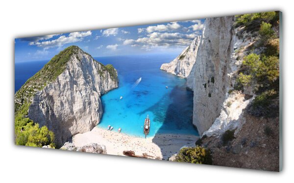 Tablou pe sticla Gulf Peisaj Gri Albastru Maro Verde