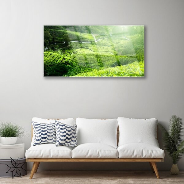 Tablou pe sticla Meadow Natura verde