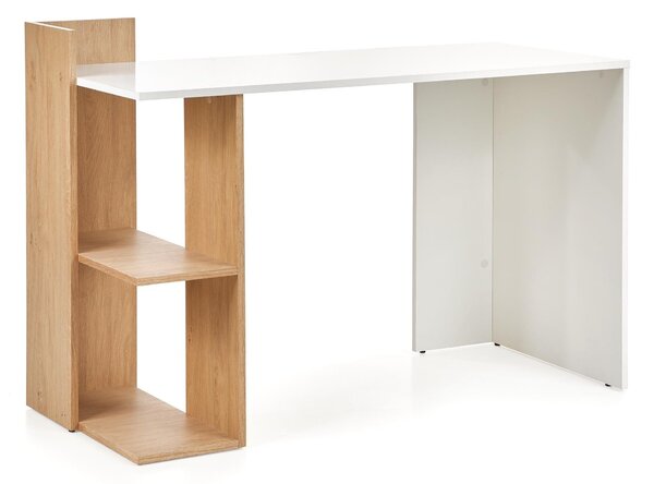 Birou Houston 825, Alb, Stejar auriu, PAL laminat, 74x122x57cm, 21.5 kg