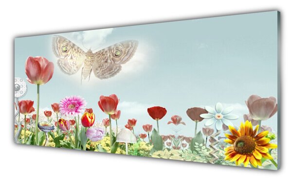Tablou pe sticla Flori Natura Multi