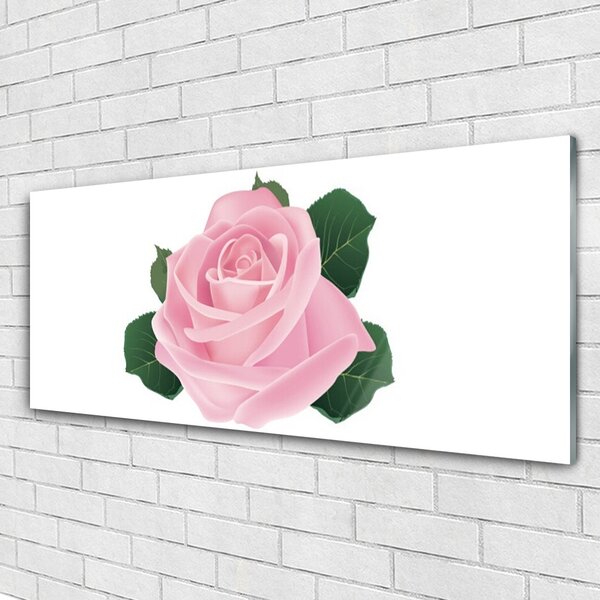 Tablou pe sticla Rose Floral Roz Verde