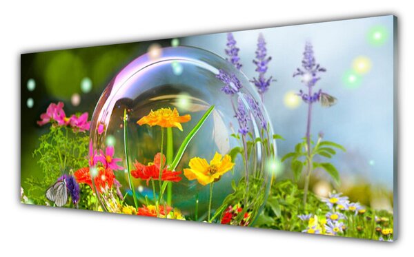 Tablou pe sticla Flori Natura Multi