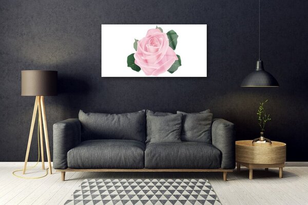 Tablou pe sticla Rose Floral Roz Verde
