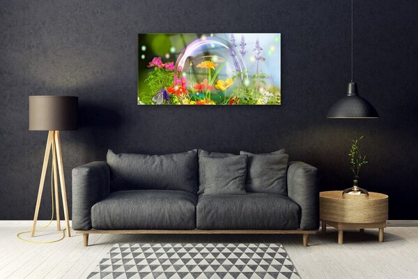 Tablou pe sticla Flori Natura Multi