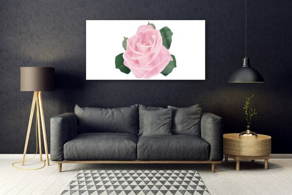 Tablou pe sticla Rose Floral Roz Verde