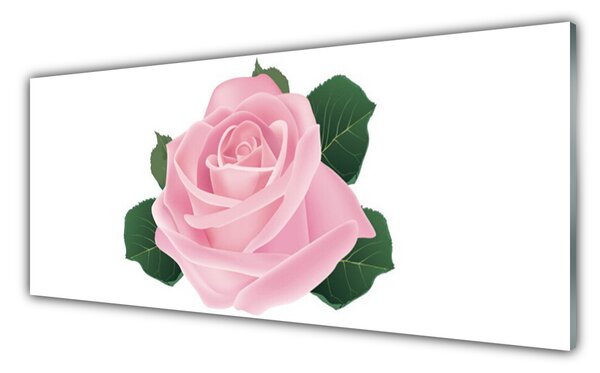Tablou pe sticla Rose Floral Roz Verde