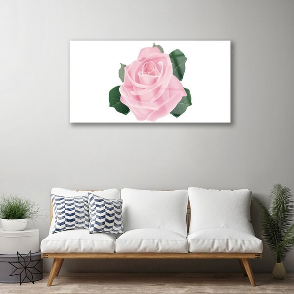 Tablou pe sticla Rose Floral Roz Verde