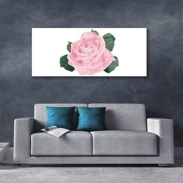 Tablou pe sticla Rose Floral Roz Verde