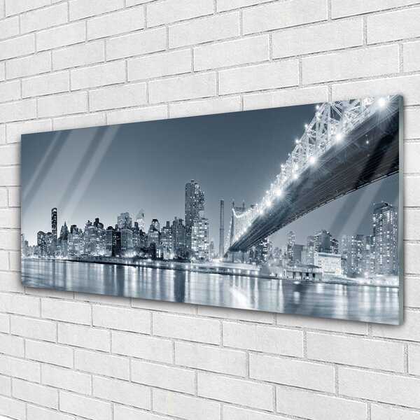 Tablou pe sticla Bridge City Arhitectura Gray