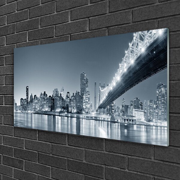Tablou pe sticla Bridge City Arhitectura Gray