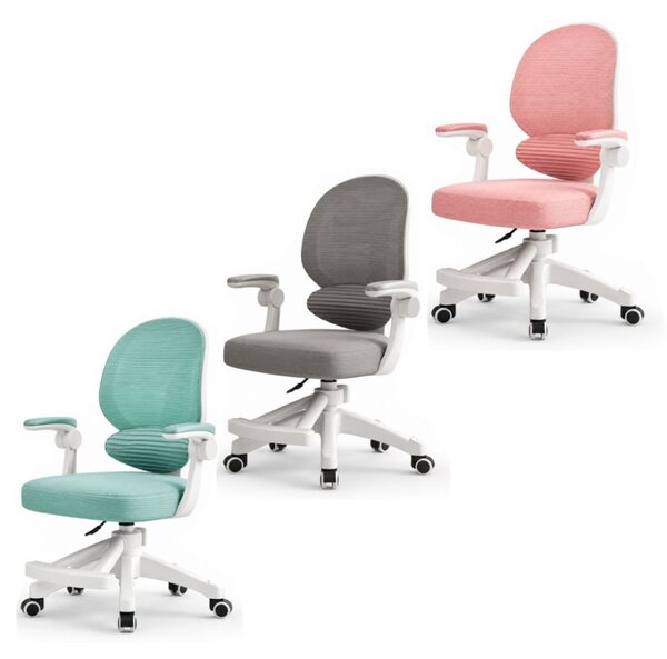 Scaun ergonomic de gaming pentru copii, rotativ, cu roți Gri