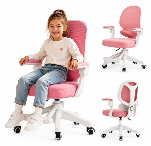 Scaun ergonomic de gaming pentru copii, rotativ, cu roți Gri