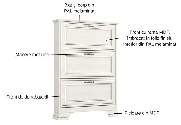 Pantofar TIFFANY II, grej, PAL laminat, 84x18x120 cm