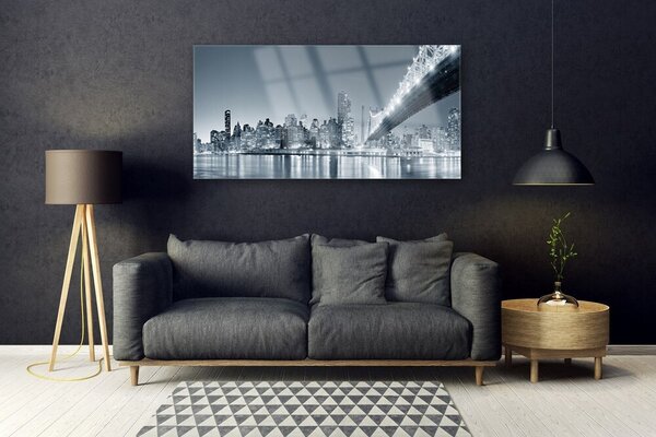 Tablou pe sticla Bridge City Arhitectura Gray