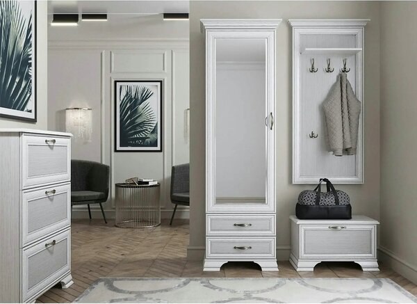 Cuier de perete TIFFANY II, grej, PAL laminat, 70x22x150 cm
