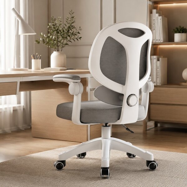 Scaun ergonomic de gaming pentru copii, rotativ, cu roți Gri