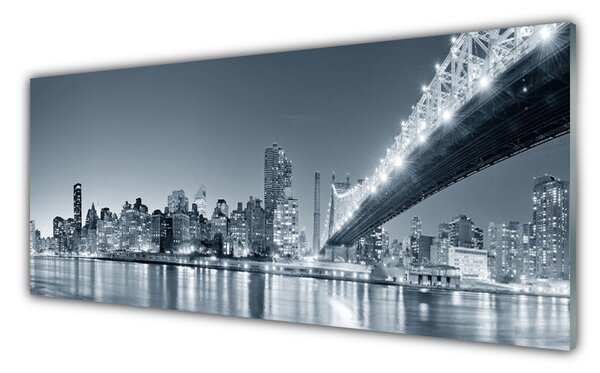 Tablou pe sticla Bridge City Arhitectura Gray