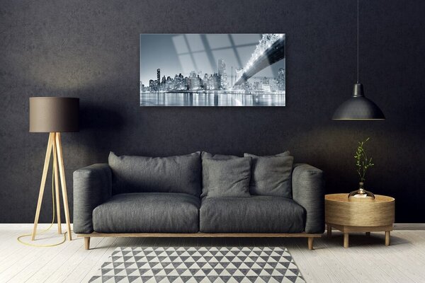 Tablou pe sticla Bridge City Arhitectura Gray