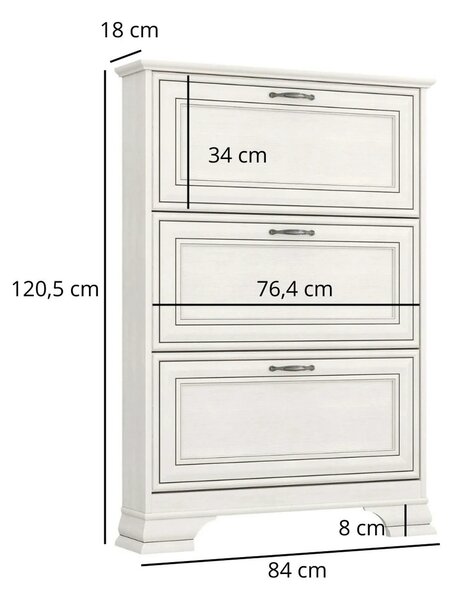 Mobila hol clasica TIFFANY II, grej, PAL laminat, 4 piese