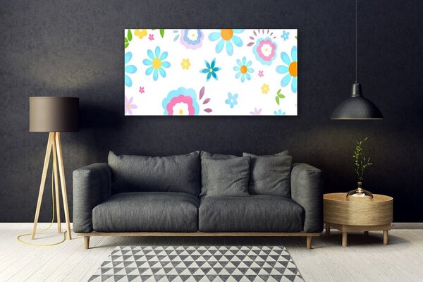 Tablou pe sticla Flori Art Multi