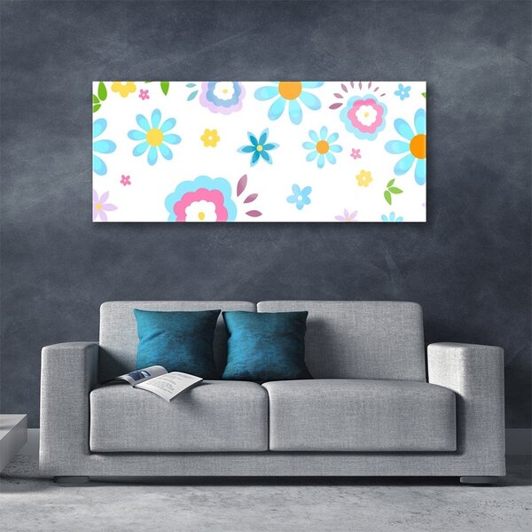 Tablou pe sticla Flori Art Multi