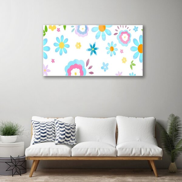 Tablou pe sticla Flori Art Multi