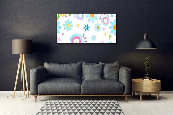 Tablou pe sticla Flori Art Multi