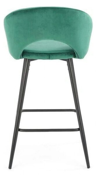 Scaun bar H96, verde inchis/negru, stofa/otel, 48x49x89 cm