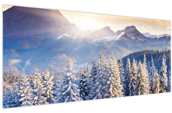 Tablou - Peisaj montan în timpul iernii (120x50 cm)