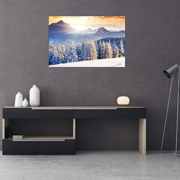 Tablou - Peisaj montan în timpul iernii (90x60 cm)
