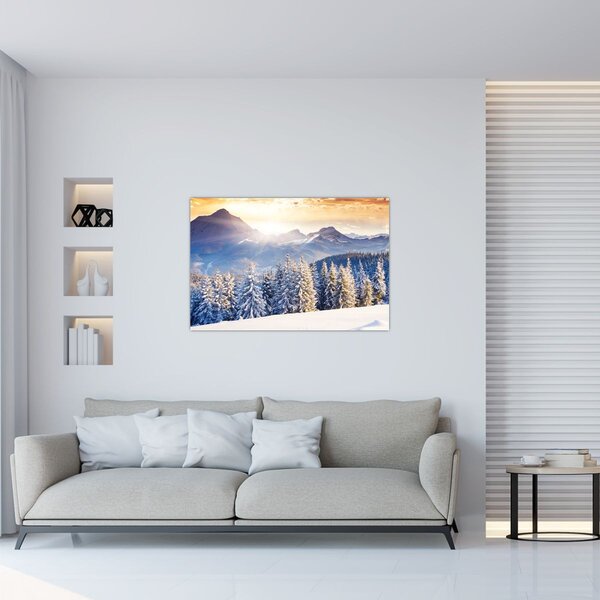Tablou - Peisaj montan în timpul iernii (90x60 cm)