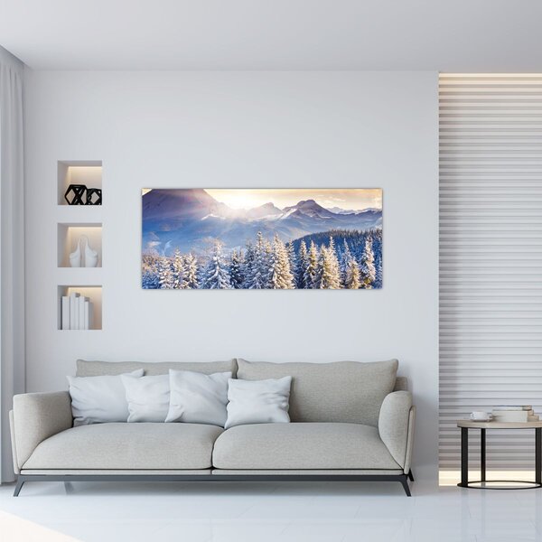 Tablou - Peisaj montan în timpul iernii (120x50 cm)