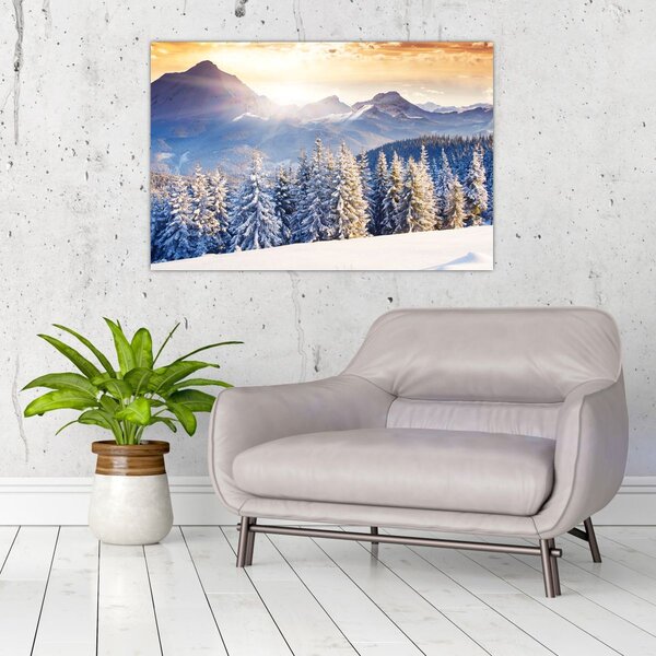 Tablou - Peisaj montan în timpul iernii (90x60 cm)