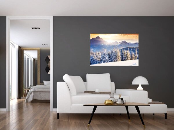 Tablou - Peisaj montan în timpul iernii (90x60 cm)