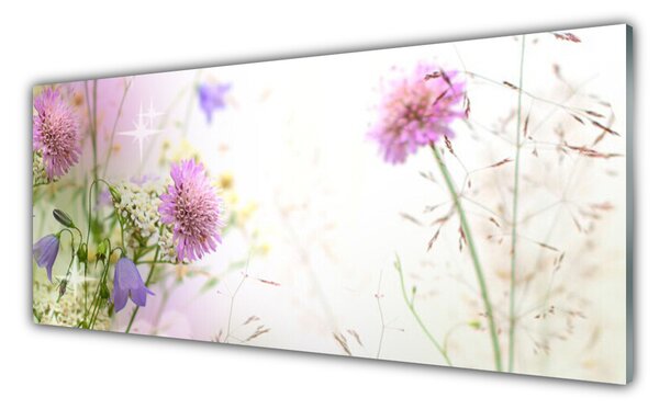 Tablou pe sticla Flori Floral Roz Verde