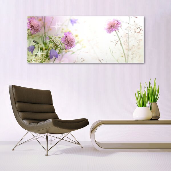 Tablou pe sticla Flori Floral Roz Verde