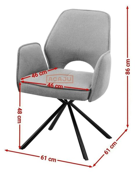 Scaun NELE structura metalica, gri, 61x61x48/86