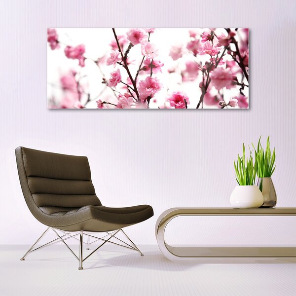 Tablou pe sticla Ramuri de flori Floral Brown roz