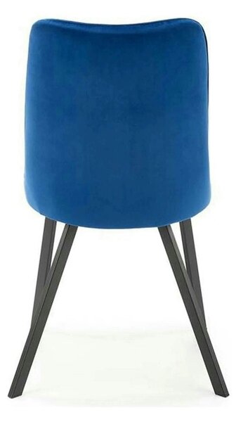 Scaun K450, albastru/negru, stofa catifelata/metal, 44x58x85 cm