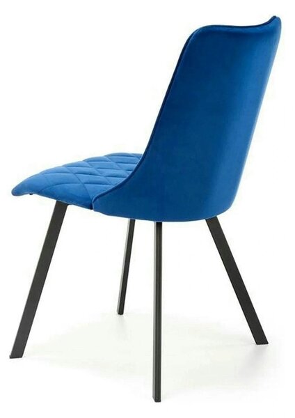 Scaun K450, albastru/negru, stofa catifelata/metal, 44x58x85 cm