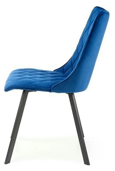 Scaun K450, albastru/negru, stofa catifelata/metal, 44x58x85 cm
