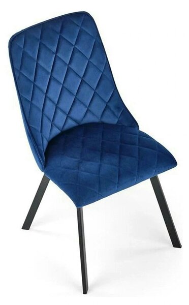 Scaun K450, albastru/negru, stofa catifelata/metal, 44x58x85 cm