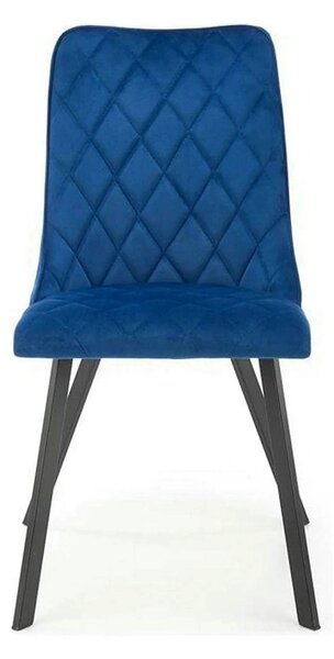 Scaun K450, albastru/negru, stofa catifelata/metal, 44x58x85 cm