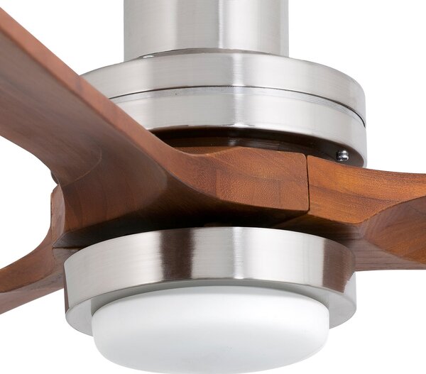 Ventilator de tavan cu LED Lantau L, Ø132 cm, nichel/pin închis la culoare FARO BARCELONA, Lantau L LED, reglabil, Gri, Camera de zi, Metal